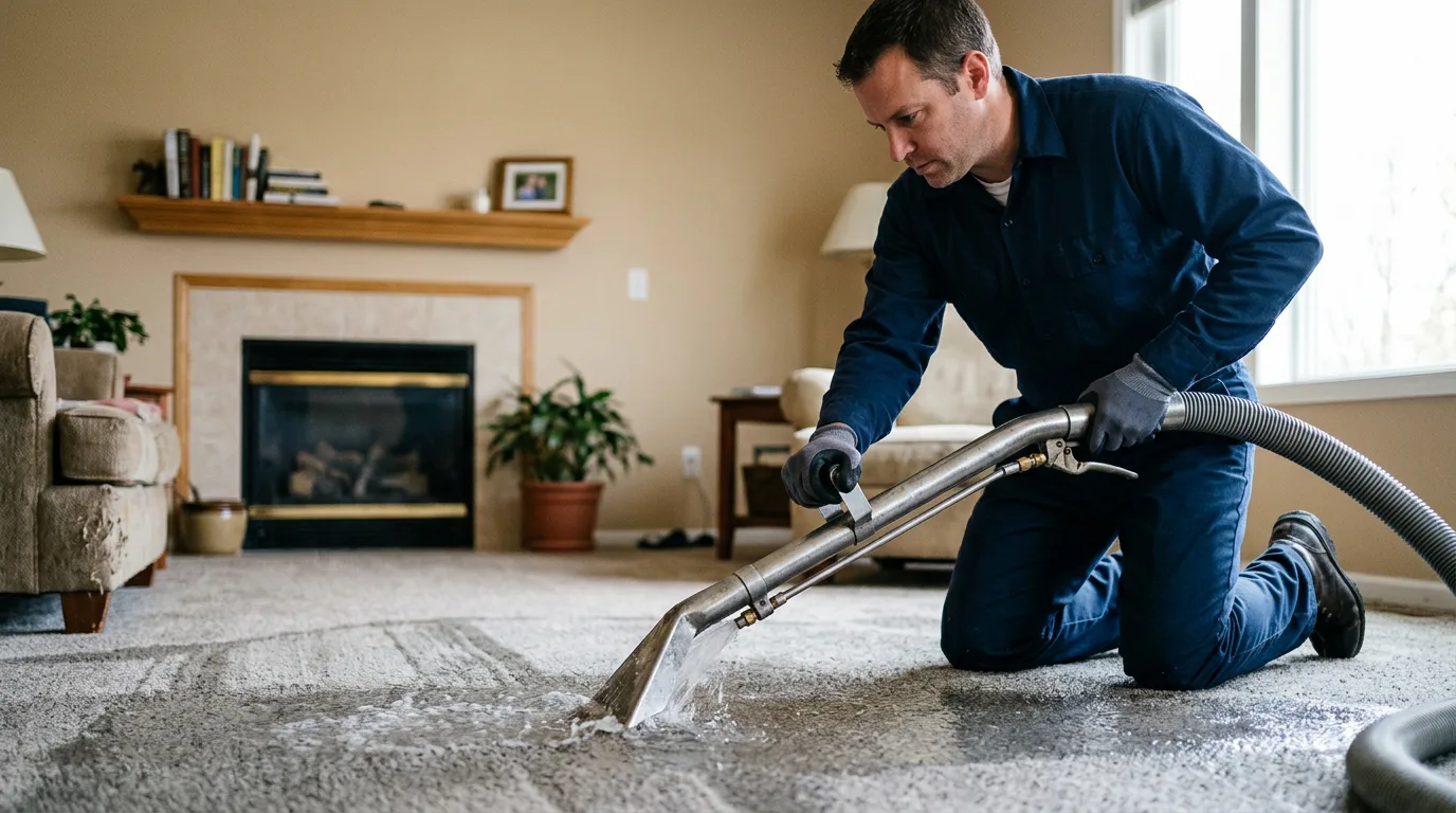 Water damage restoration technician working near Maumee, OH